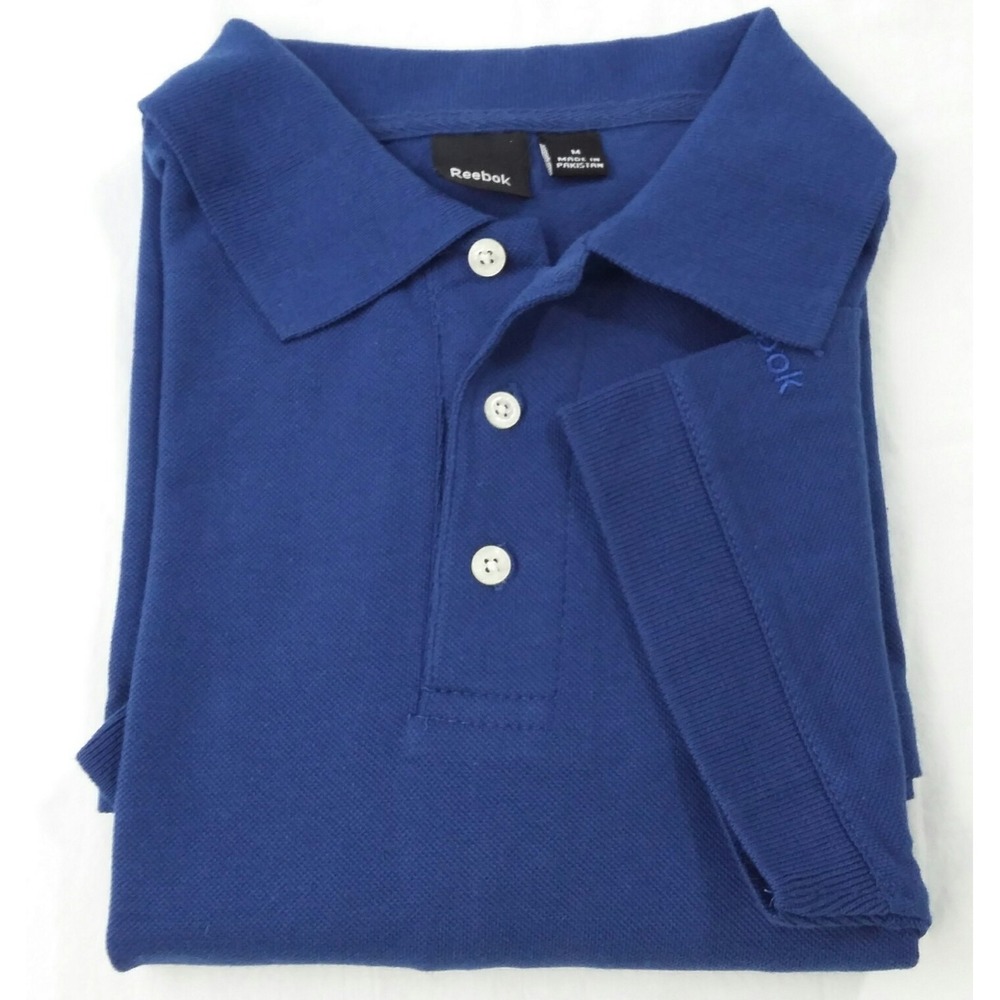 Reebok Polo Medium Blue Uniform Short Sleeve Shirt M